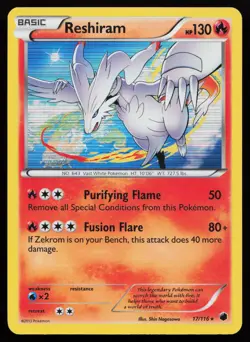 Reshiram 17/116 Holo Rare Plasma Freeze Pokémon Card - Image 3