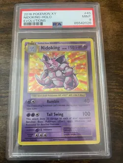 2016 Pokemon XY Evolutions Nidoking Holo Rare Card - PSA 9 MINT - Image 3