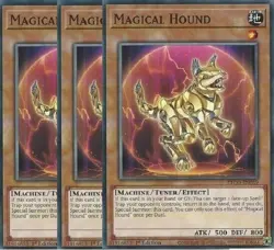 Yugioh - Magical Hound x 3 - 1st Edition LP - Plus Free Holographic Card - Image 2