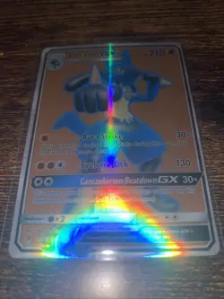 Pokemon Lucario GX Full Art Holo Card 122/131 Sm-Forbidden Light - Image 1