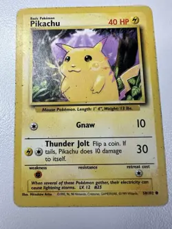 Pokemon Card Pikachu Base Yellow Cheeks 58/102 Hp Cheap WOTC Vintage Unlimited - Image 1