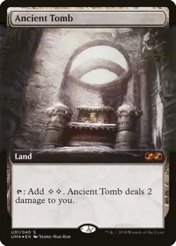 MTG Magic The Gathering Ancient Tomb BORDERLESS FOIL LP U31/040 UMA - Image 1
