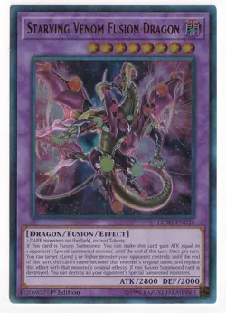 Yugioh Starving Venom Fusion Dragon LEDD-ENC25 Ultra Rare 1st Ed - Image 1