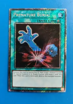 Near Mint Yugioh EUROPRINT Premature Burial RA03-EN103 Platinum Secret Rare - Image 1