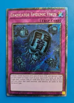 NM EUROPRINT Yugioh Eradicator Epidemic Virus RA03-EN183 Platinum Secret Rare - Image 1