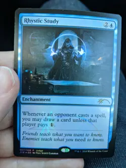 1x Rhystic Study Judge Foil NM MTG Commander Blue Staple x1 - Image 2