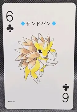 6 of Clubs Sandslash 28 Pokémon Poker Playing Card 1999 Japan Lugia Silver - Image 3