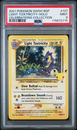 2021 POKEMON SWSH BLACK STAR PROMO #137 LIGHT TOXTRICITY-HOLO CELEBRATIONS PSA 9 - Image 1