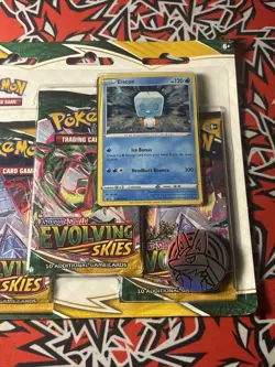 Pokemon Sword Shield EVOLVING SKIES 3 Pack Blister Pack Eiscue Holo Promo Sealed - Image 2