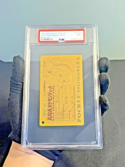 1998 Ana Pokemon Jet Gold Boarding Pass Pikachu #COMM PSA 9 MINT - Image 1