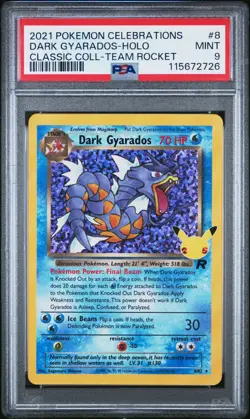 2021 POKEMON CELEBRATIONS CLASSIC COLLECTION #8 DARK GYARADOS PSA 9 - Image 1