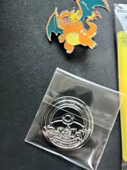 Pokémon Celebrations Gold Pikachu V/Gold Poke Ball/Pin/Coin NM - Image 7
