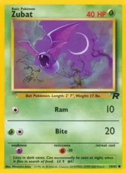 1x - Zubat - 70/82 - Common - Unlimited Edition PL/MP Pokemon Team Rocket - Image 1