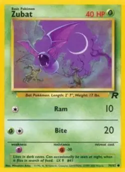 1x - Zubat - 70/82 - Common - Unlimited Edition PL/MP Pokemon Team Rocket - Image 2