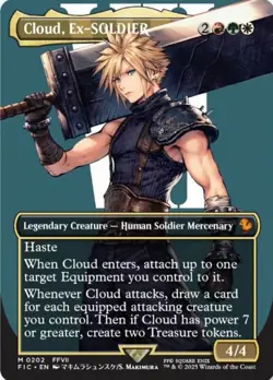 MTG Cloud, Ex-SOLDIER - Foil - Borderless, NM-Mint, English Commander: Final Fan - Image 2