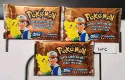 3 Packs Topps Pokemon Series 1 Base Factory Sealed 1999  TV Animation Edition - Image 1