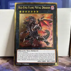 1ST EDITION RED-EYES FLARE METAL DRAGON 1996 PGL3-EN078 YUGIOH CARD (LP/MP) - Image 1
