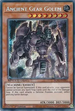 Yugioh - Ancient Gear Golem x 3 - 1st Edition Secret Rare NM - Free Holo - Image 1
