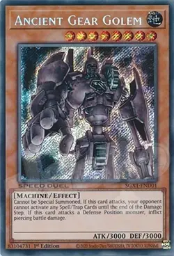 Yugioh - Ancient Gear Golem x 3 - 1st Edition Secret Rare NM - Free Holo - Image 2