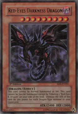 Yugioh Red-Eyes Darkness Dragon SD1-EN001 Ultra Rare 1st Edition LP - Image 3