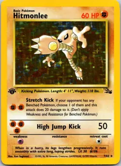 1999 Pokemon Fossil Hitmonlee 1st Edition Holo Rare 7/62 - Image 6