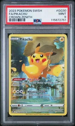 2023 POKEMON SWORD AND SHIELD CROWN ZENITH #GG30 FA/PIKACHU CROWN ZENITH PSA 9 - Image 1