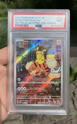 PSA 9 Detective Pikachu 098/SV-P Promo Full Art Japanese Pokemon Card 2023 - Image 1