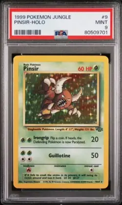 Pokemon Jungle Pinsir Holo 1ST Edition Card 9/64 PSA 9 Plastic Case - Image 1