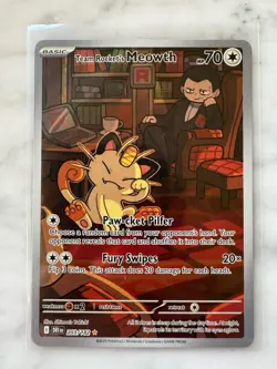 Team Rockets Meowth 203/182 SV10 Destined Rivals Illustrated Card Mint Condition - Image 1