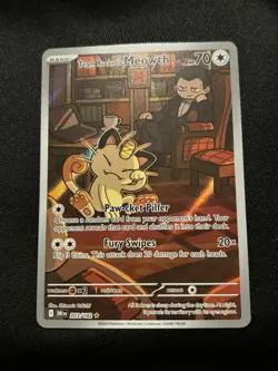 Team Rockets Meowth 203/182 SV10 Destined Rivals Illustrated Card Mint Condition - Image 1