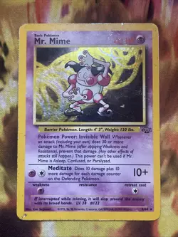 Vintage 1999 Pokemon Mr. Mime Card Holo 6/64 Jungle Heavily Played - Image 1
