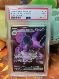 2025 POKEMON DRI EN-DESTINED RIVALS ULTRA RARE TEAM ROCKET'S NIDOKING EX PSA 9 - Image 1