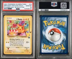 PokÃ©mon TCG CCG Birthday Pikachu Holo Rare Card 24- Celebrations PSA 10 - Image 3