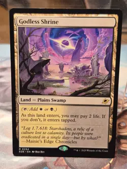 R 0254 Godless Shrine Land Plains Swamp Shock Edge of Eternities EOE MTG Card - Image 1