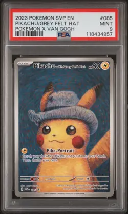 PSA 9 VAN GOGH PIKACHU GREY FELT HAT PROMO POKEMON CARD #085 MINT LOOK! - Image 1