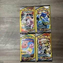 2019 POKEMON Sun & Moon COSMIC ECLIPSE 3 Card Mini Booster Packs Pack Art Set - Image 2