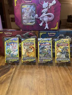 🔥Pokemon Sun & Moon Unbroken Bonds 3 Card Mini Booster Pack -4 Packs- Art Set🔥 - Image 1