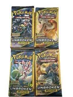 Pokemon TCG Unbroken Bonds 3 Card Pack Art Set (4 Packs Total) - Image 4