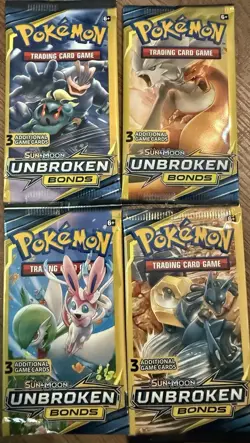 Pokemon TCG Unbroken Bonds 3 Card Pack Art Set (4 Packs Total) - Image 5