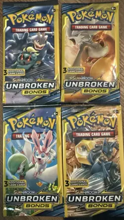 Pokemon TCG Unbroken Bonds 3 Card Pack Art Set (4 Packs Total) - Image 6