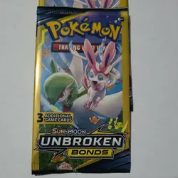Pokemon 2019 Unbroken Bonds 3 Card Booster Pack Unweighted New Factory Sealed - Image 1