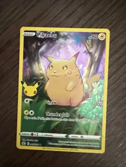 Pokemon Cards 005/025 Pikachu Gnaw Thunder Jolt Rare Full Art 25th Anniversary - Image 1