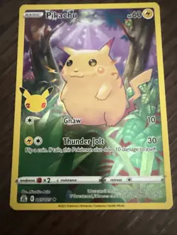 Pokemon Cards 005/025 Pikachu Gnaw Thunder Jolt Rare Full Art 25th Anniversary - Image 2