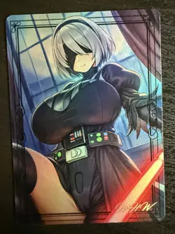 Custom Trading Card 2B Nier Automata Sith Lord Goddess  Waifu Anime Holo Foil - Image 3