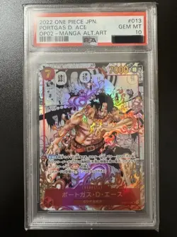 PSA 10 Portgas D Ace OP02-013 SR Manga Comic Alt ART parallel ONE PIECE Card JP- - Image 1