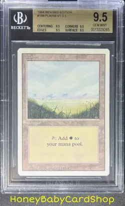 MTG 3rd Edition Revised 1994 Plains (A) BGS 9.5Q (TRUE QUAD) GEM MINT Old School - Image 1
