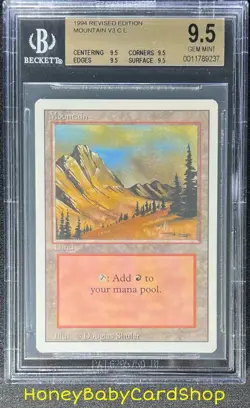 MTG 3rd Edition Revised 1994 Mountain (C) BGS 9.5Q (TRUE QUAD) GEM MINT 93/94 - Image 1