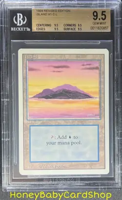 MTG 3rd Edition Revised 1994 Island (A) BGS 9.5Q (TRUE QUAD) GEM MINT Old School - Image 1