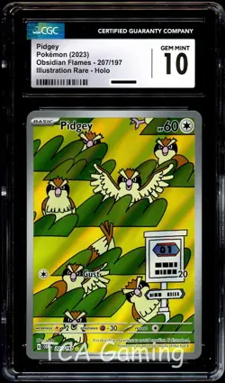 CGC 10 GEM MINT Pidgey 207/197 ILLUSTRATION RARE HOLO Pokemon Card - Image 1