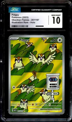 CGC 10 GEM MINT Pidgey 207/197 ILLUSTRATION RARE HOLO Pokemon Card - Image 2